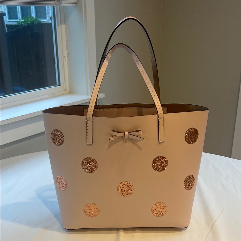 Kate Spade Pink Tote with Glitter Polka Dots